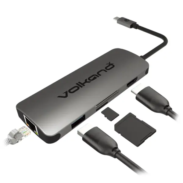 VolkanoX Core Dock series USB Type C Dock - HDMI + USB 3.0 + LAN + Card Reader + PD