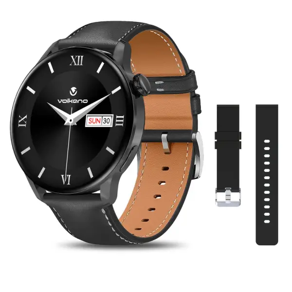 Volkano Fit Forte Series Smart Watch with Leather Strap